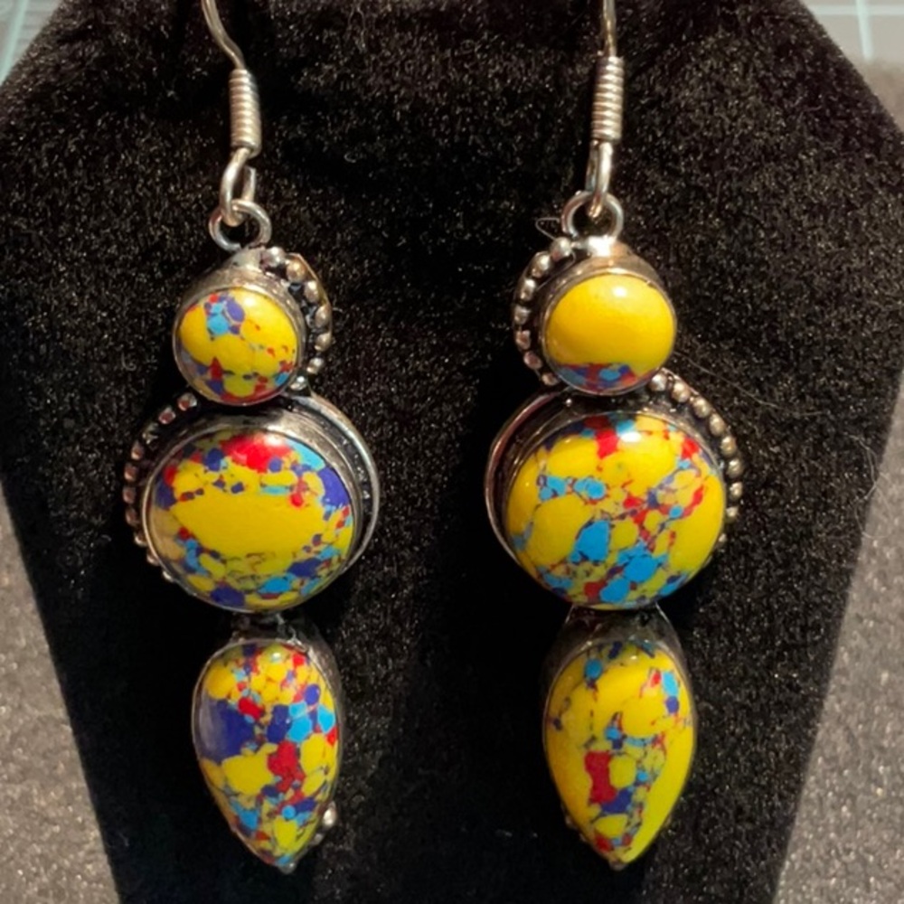 Mosaic Jasper Tear drop earrings